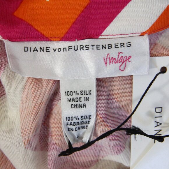 Diane Von Furstenberg Vintage Collection Wrap Dress 4 NEW Retro cube Print DVF - Picture 5 of 15